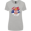 Torn Serbia Flag Serbia Day Football Womens Wider Cut T-Shirt Sports Grey