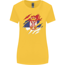 Torn Serbia Flag Serbia Day Football Womens Wider Cut T-Shirt Yellow