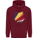 Torn Seychelles Flag Seychellois Day Football Childrens Kids Hoodie Maroon
