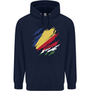 Torn Seychelles Flag Seychellois Day Football Childrens Kids Hoodie Navy Blue