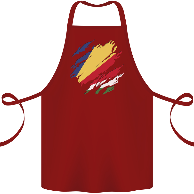 Torn Seychelles Flag Seychellois Day Football Cotton Apron 100% Organic Maroon