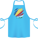 Torn Seychelles Flag Seychellois Day Football Cotton Apron 100% Organic Turquoise