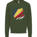 Torn Seychelles Flag Seychellois Day Football Kids Sweatshirt Jumper Forest Green
