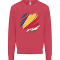 Torn Seychelles Flag Seychellois Day Football Kids Sweatshirt Jumper Heliconia