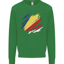 Torn Seychelles Flag Seychellois Day Football Kids Sweatshirt Jumper Irish Green