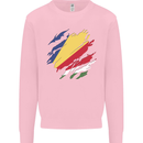 Torn Seychelles Flag Seychellois Day Football Kids Sweatshirt Jumper Light Pink