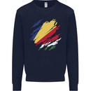 Torn Seychelles Flag Seychellois Day Football Kids Sweatshirt Jumper Navy Blue