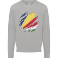 Torn Seychelles Flag Seychellois Day Football Kids Sweatshirt Jumper Sports Grey
