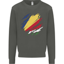 Torn Seychelles Flag Seychellois Day Football Kids Sweatshirt Jumper Storm Grey