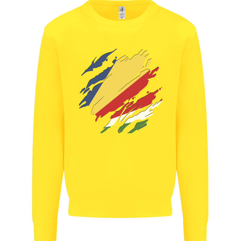 Torn Seychelles Flag Seychellois Day Football Kids Sweatshirt Jumper Yellow