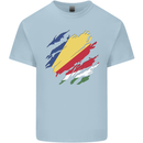 Torn Seychelles Flag Seychellois Day Football Kids T-Shirt Childrens Light Blue