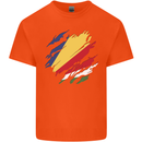 Torn Seychelles Flag Seychellois Day Football Kids T-Shirt Childrens Orange