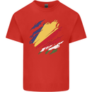 Torn Seychelles Flag Seychellois Day Football Kids T-Shirt Childrens Red