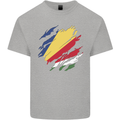 Torn Seychelles Flag Seychellois Day Football Kids T-Shirt Childrens Sports Grey