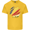 Torn Seychelles Flag Seychellois Day Football Kids T-Shirt Childrens Yellow