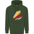 Torn Seychelles Flag Seychellois Day Football Mens 80% Cotton Hoodie Forest Green