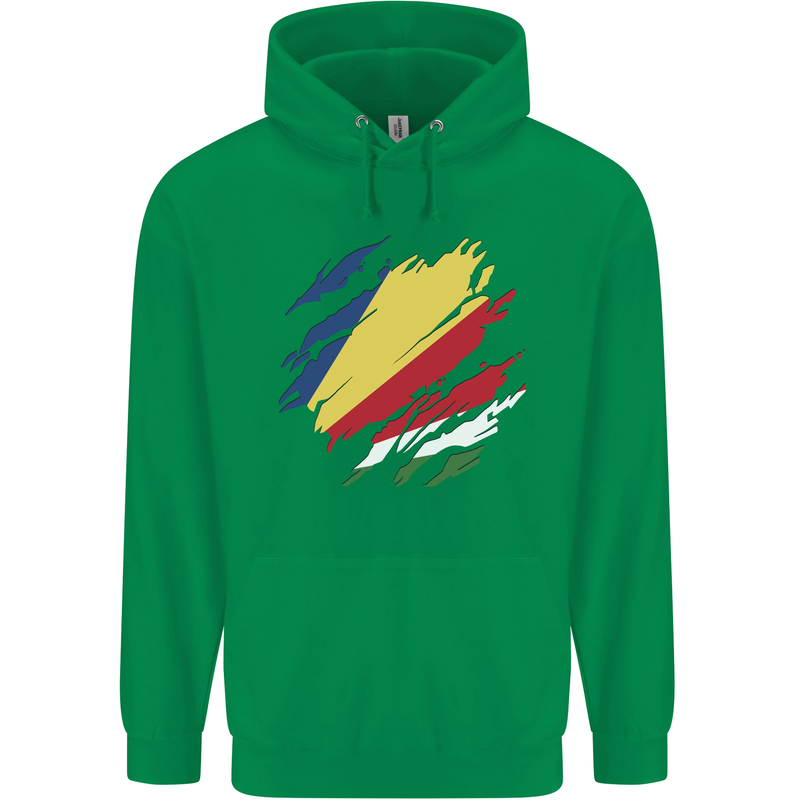 Torn Seychelles Flag Seychellois Day Football Mens 80% Cotton Hoodie Irish Green