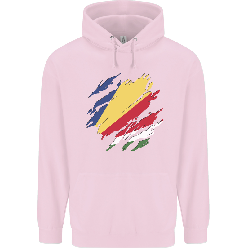 Torn Seychelles Flag Seychellois Day Football Mens 80% Cotton Hoodie Light Pink