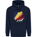 Torn Seychelles Flag Seychellois Day Football Mens 80% Cotton Hoodie Navy Blue