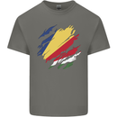 Torn Seychelles Flag Seychellois Day Football Mens Cotton T-Shirt Tee Top Charcoal