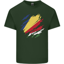Torn Seychelles Flag Seychellois Day Football Mens Cotton T-Shirt Tee Top Forest Green