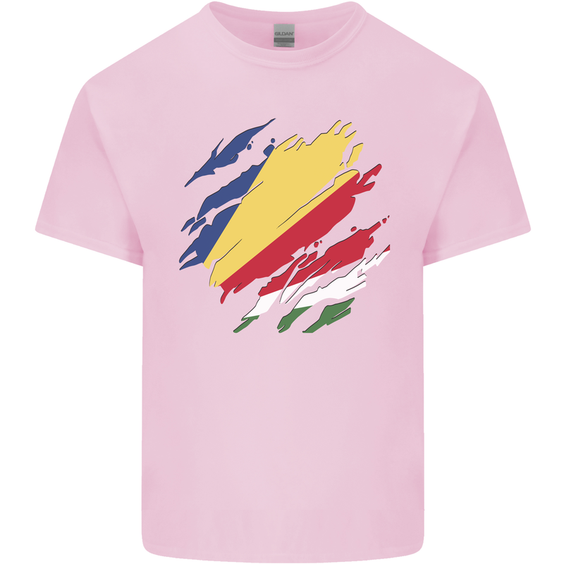 Torn Seychelles Flag Seychellois Day Football Mens Cotton T-Shirt Tee Top Light Pink