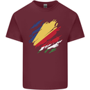 Torn Seychelles Flag Seychellois Day Football Mens Cotton T-Shirt Tee Top Maroon