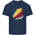 Torn Seychelles Flag Seychellois Day Football Mens Cotton T-Shirt Tee Top Navy Blue