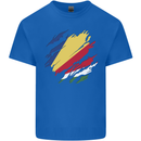 Torn Seychelles Flag Seychellois Day Football Mens Cotton T-Shirt Tee Top Royal Blue