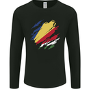 Torn Seychelles Flag Seychellois Day Football Mens Long Sleeve T-Shirt Black