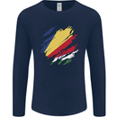 Torn Seychelles Flag Seychellois Day Football Mens Long Sleeve T-Shirt Navy Blue