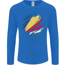 Torn Seychelles Flag Seychellois Day Football Mens Long Sleeve T-Shirt Royal Blue