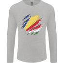 Torn Seychelles Flag Seychellois Day Football Mens Long Sleeve T-Shirt Sports Grey