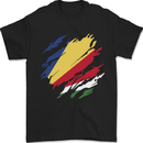 Torn Seychelles Flag Seychellois Day Football Mens T-Shirt 100% Cotton Black