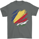 Torn Seychelles Flag Seychellois Day Football Mens T-Shirt 100% Cotton Charcoal
