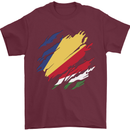 Torn Seychelles Flag Seychellois Day Football Mens T-Shirt 100% Cotton Maroon