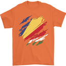 Torn Seychelles Flag Seychellois Day Football Mens T-Shirt 100% Cotton Orange