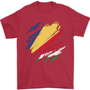 Torn Seychelles Flag Seychellois Day Football Mens T-Shirt 100% Cotton Red