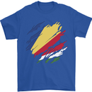 Torn Seychelles Flag Seychellois Day Football Mens T-Shirt 100% Cotton Royal Blue