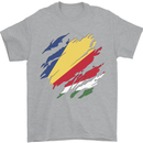 Torn Seychelles Flag Seychellois Day Football Mens T-Shirt 100% Cotton Sports Grey