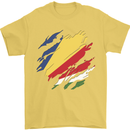 Torn Seychelles Flag Seychellois Day Football Mens T-Shirt 100% Cotton Yellow