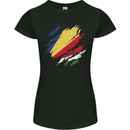 Torn Seychelles Flag Seychellois Day Football Womens Petite Cut T-Shirt Black