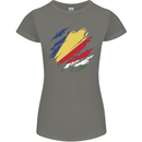 Torn Seychelles Flag Seychellois Day Football Womens Petite Cut T-Shirt Charcoal