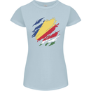 Torn Seychelles Flag Seychellois Day Football Womens Petite Cut T-Shirt Light Blue