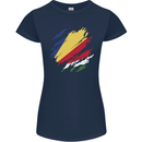 Torn Seychelles Flag Seychellois Day Football Womens Petite Cut T-Shirt Navy Blue