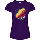 Torn Seychelles Flag Seychellois Day Football Womens Petite Cut T-Shirt Purple