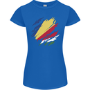 Torn Seychelles Flag Seychellois Day Football Womens Petite Cut T-Shirt Royal Blue