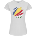 Torn Seychelles Flag Seychellois Day Football Womens Petite Cut T-Shirt White