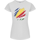Torn Seychelles Flag Seychellois Day Football Womens Petite Cut T-Shirt White