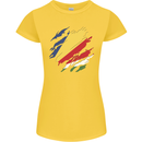 Torn Seychelles Flag Seychellois Day Football Womens Petite Cut T-Shirt Yellow